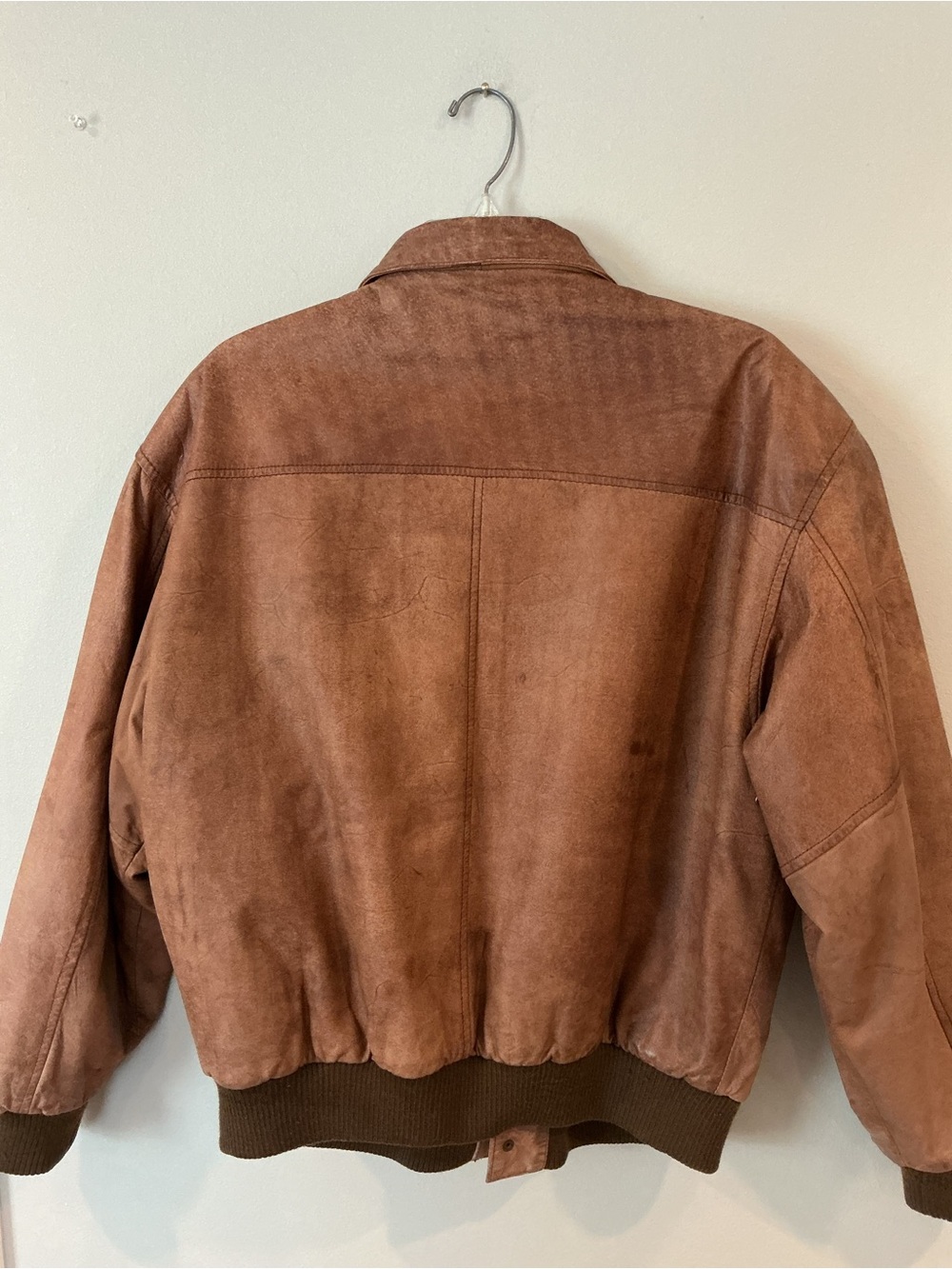 Vtg 90s Leather Bomber Flight Jacket Mens M Global Identity G-III Brown Lined - Picture 5 of 10